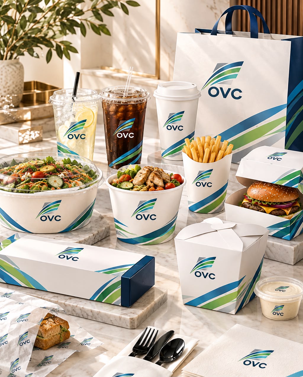 Branded salad bowls for restaurant service